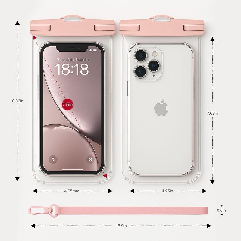 Criyar 1/2 Pack Waterproof Phone Pouch Compatible with iPhone 17 16 15 Pro Max & Galaxy S24+/S23 7in Waterproof Phone Case with Lanyard,IPX8 Beach Travel Must Haves, Beach Essentials,Power Pink,1 Pack - Image 1